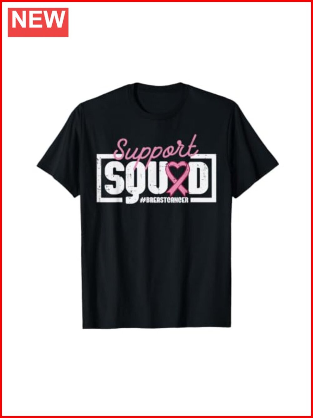 Breast Cancer Support Squad Pink Ribbon Awareness Cotton T-Shirt